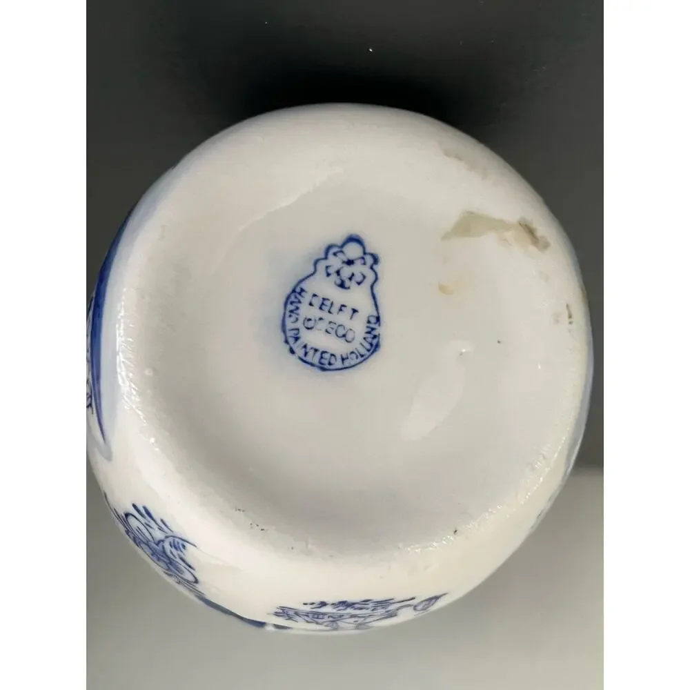 2 Delft Blue Tea Light Holder Candle Ceramic Vintage Hearts Hand painted Holland